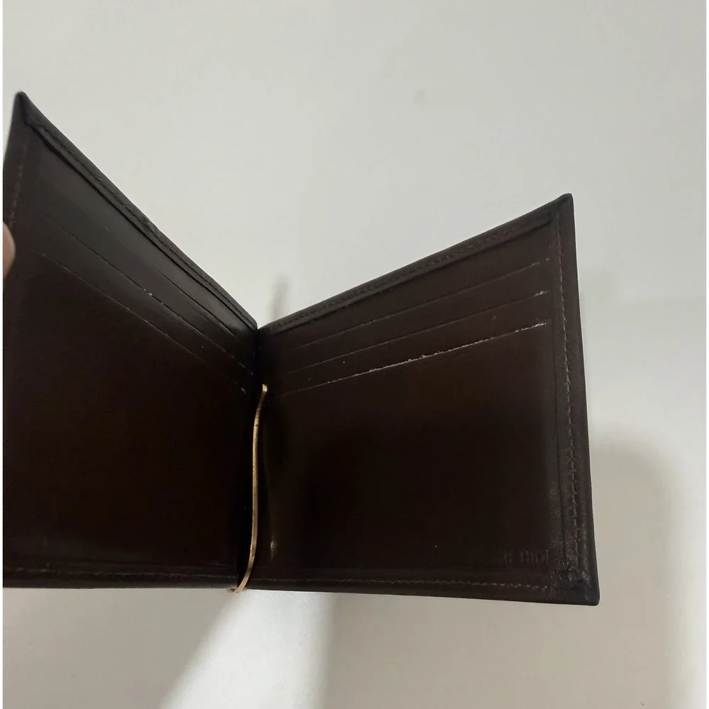 Vintage Coach Dark Brown Leather Bifold Money Clip wallet